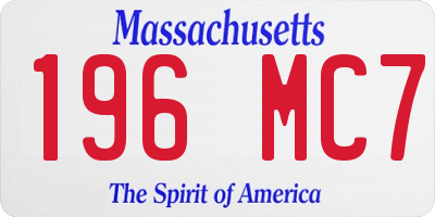 MA license plate 196MC7
