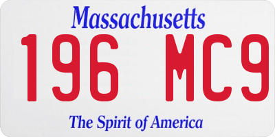 MA license plate 196MC9