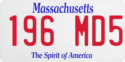 MA license plate 196MD5