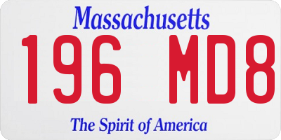 MA license plate 196MD8