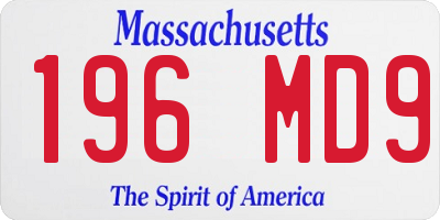 MA license plate 196MD9