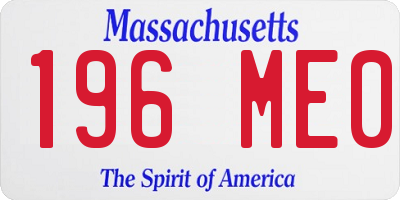 MA license plate 196ME0