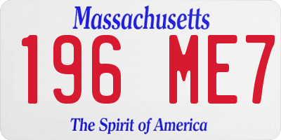 MA license plate 196ME7