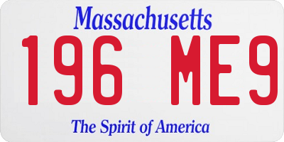 MA license plate 196ME9