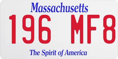 MA license plate 196MF8