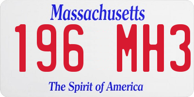 MA license plate 196MH3