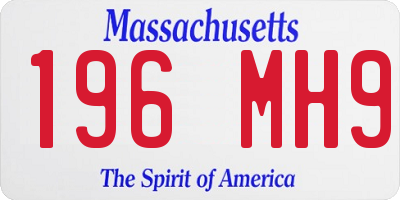 MA license plate 196MH9