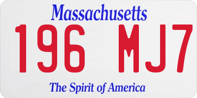 MA license plate 196MJ7