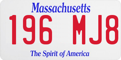 MA license plate 196MJ8