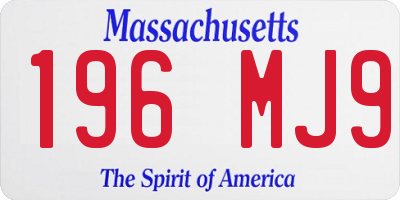 MA license plate 196MJ9