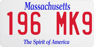 MA license plate 196MK9