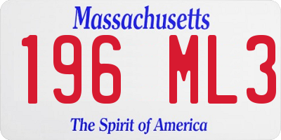 MA license plate 196ML3