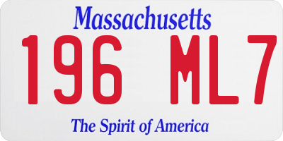 MA license plate 196ML7
