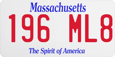 MA license plate 196ML8