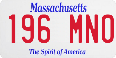 MA license plate 196MN0
