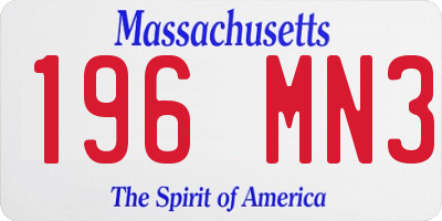 MA license plate 196MN3