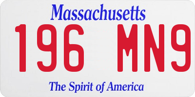 MA license plate 196MN9