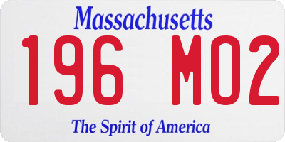 MA license plate 196MO2