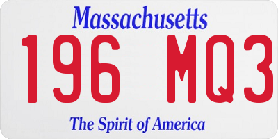 MA license plate 196MQ3
