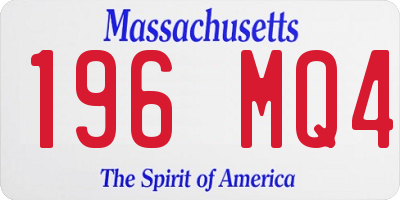 MA license plate 196MQ4