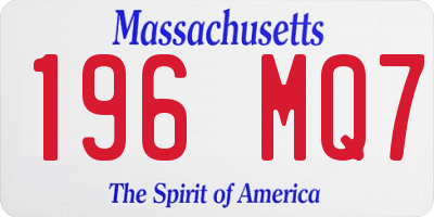 MA license plate 196MQ7