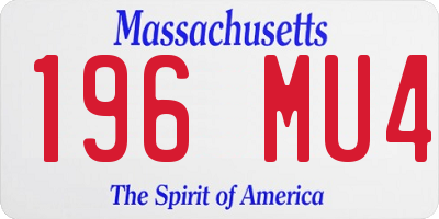 MA license plate 196MU4