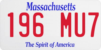 MA license plate 196MU7