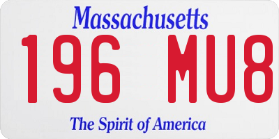MA license plate 196MU8