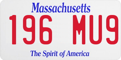MA license plate 196MU9