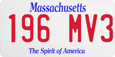 MA license plate 196MV3
