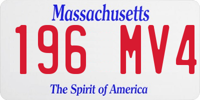 MA license plate 196MV4
