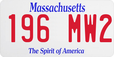 MA license plate 196MW2