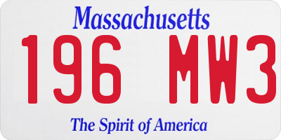 MA license plate 196MW3