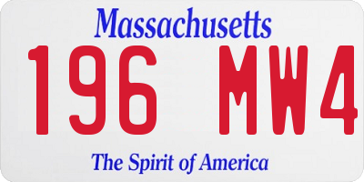 MA license plate 196MW4