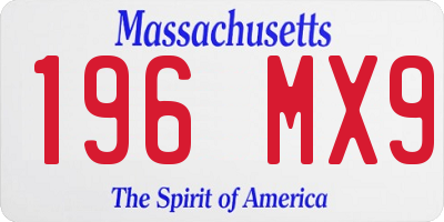 MA license plate 196MX9