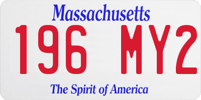 MA license plate 196MY2