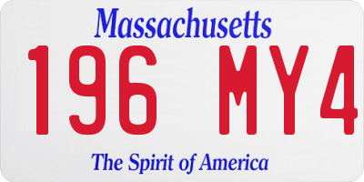 MA license plate 196MY4