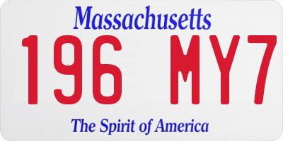 MA license plate 196MY7