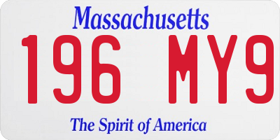 MA license plate 196MY9