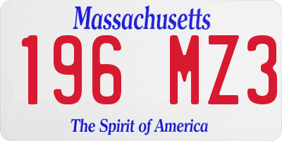 MA license plate 196MZ3