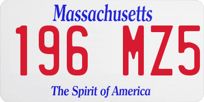 MA license plate 196MZ5
