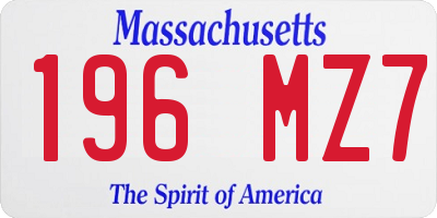 MA license plate 196MZ7
