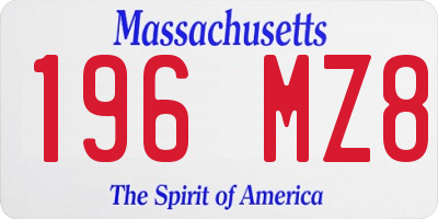 MA license plate 196MZ8