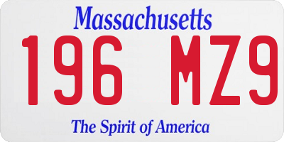 MA license plate 196MZ9