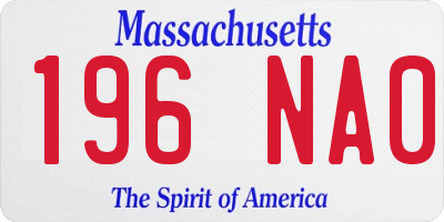 MA license plate 196NA0