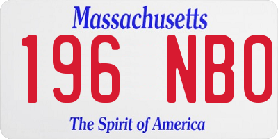 MA license plate 196NB0
