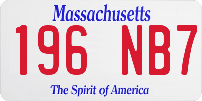 MA license plate 196NB7