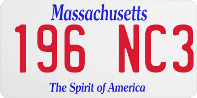 MA license plate 196NC3
