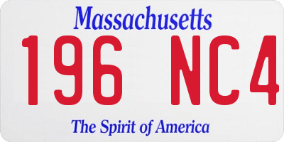 MA license plate 196NC4