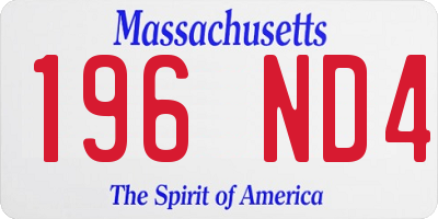 MA license plate 196ND4